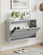 vidaXL Стенно шкафче за обувки BREDA 71 x 17 x 43 см Сив Сонома