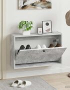 vidaXL Стенно шкафче за обувки DELFT 71 x 17 x 43 см Бетонно сиво