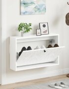 vidaXL Стенно шкафче за обувки DELFT 71 x 17 x 43 см Бял гланц