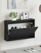 vidaXL Стенно шкафче за обувки DELFT 71 x 17 x 43 см Черно
