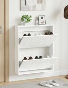 vidaXL Стенно шкафче за обувки DELFT 71 x 17 x 86 см Бял гланц