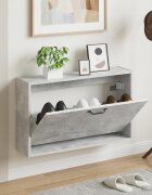 vidaXL Стенно шкафче за обувки HAARLEM 71 x 17 x 43 см Бетонно сиво