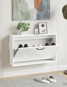 vidaXL Стенно шкафче за обувки HAARLEM 71 x 17 x 43 см Бял гланц