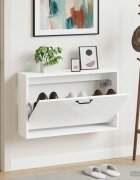 vidaXL Стенно шкафче за обувки HAARLEM 71 x 17 x 43 см Бяло