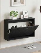 vidaXL Стенно шкафче за обувки HAARLEM 71 x 17 x 43 см Черно