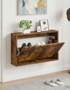 vidaXL Стенно шкафче за обувки HAARLEM 71 x 17 x 43 см Опушен дъб