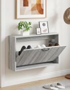 vidaXL Стенно шкафче за обувки HAARLEM 71 x 17 x 43 см Сив Сонома