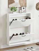 vidaXL Стенно шкафче за обувки HAARLEM 71 x 17 x 86 см Бял гланц