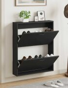 vidaXL Стенно шкафче за обувки HAARLEM 71 x 17 x 86 см Черно