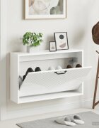 vidaXL Стенно шкафче за обувки HOORN 71 x 17 x 43 см Бял гланц