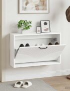vidaXL Стенно шкафче за обувки HOORN 71 x 17 x 43 см Бяло