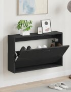 vidaXL Стенно шкафче за обувки HOORN 71 x 17 x 43 см Черно