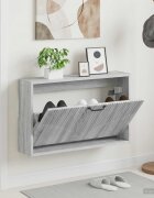 vidaXL Стенно шкафче за обувки HOORN 71 x 17 x 43 см Сив Сонома