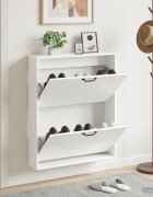 vidaXL Стенно шкафче за обувки HOORN 71 x 17 x 86 см Бял гланц