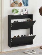 vidaXL Стенно шкафче за обувки HOORN 71 x 17 x 86 см Черно