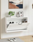 vidaXL Стенно шкафче за обувки UTRECHT 71 x 17 x 43 см Бял гланц