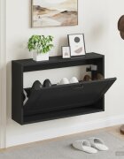 vidaXL Стенно шкафче за обувки UTRECHT 71 x 17 x 43 см Черно