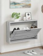 vidaXL Стенно шкафче за обувки UTRECHT 71 x 17 x 43 см Сив Сонома