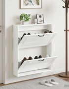 vidaXL Стенно шкафче за обувки UTRECHT 71 x 17 x 86 см Бял гланц