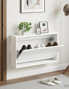vidaXL Стенно шкафче за обувки ZWOLLE 71 x 17 x 43 см Бял гланц
