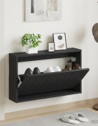 vidaXL Стенно шкафче за обувки ZWOLLE 71 x 17 x 43 см Черно
