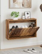 vidaXL Стенно шкафче за обувки ZWOLLE 71 x 17 x 43 см Старо дърво