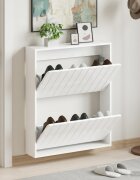 vidaXL Стенно шкафче за обувки ZWOLLE 71 x 17 x 86 см Бял гланц