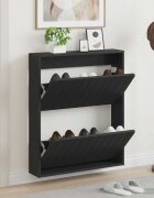 vidaXL Стенно шкафче за обувки ZWOLLE 71 x 17 x 86 см Черно