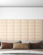 vidaXL Стенно табло за легло 12 бр. 30 x 15 cm Крем текстил