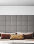 vidaXL Стенно табло за легло 12 бр. 30 x 30 cm Светлосиво текстил