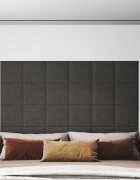 vidaXL Стенно табло за легло 12 бр. 30 x 30 cm Тъмен сив текстил