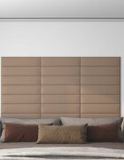 vidaXL Стенно табло за легло 12 бр. 60 x 15 cm Капучино текстил