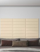 vidaXL Стенно табло за легло 12 бр. 60 x 15 cm Крем текстил