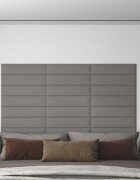 vidaXL Стенно табло за легло 12 бр. 60 x 15 cm Светлосиво текстил