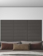 vidaXL Стенно табло за легло 12 бр. 60 x 15 cm Тъмен сив текстил