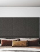 vidaXL Стенно табло за легло 12 бр. 60 x 30 cm Тъмен сив текстил