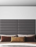vidaXL Стенно табло за легло 12 бр. 90 x 15 cm Сив текстил
