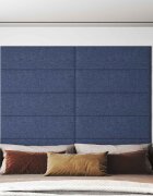 vidaXL Стенно табло за легло 12 бр. 90 x 30 cm Синьо текстил