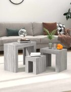 vidaXL Стифиращи кафе маси 3 бр сив сонома инженерно дърво
