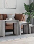 vidaXL Стифиращи кафе маси 3 бр сив сонома инженерно дърво
