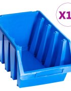 vidaXL Стифиращи контейнери за съхранение 14 бр сини пластмаса