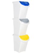 vidaXL Стифиращи кошчета за отпадъци с капаци 3 бр бяло PP 120 л