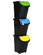vidaXL Стифиращи кошчета за отпадъци с капаци 3 бр черно PP 120 л
