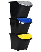 vidaXL Стифиращи кошчета за отпадъци с капаци 3 бр черно PP 78 л