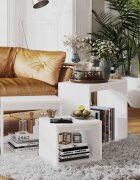 vidaXL Стифиращи маси 3 бр бели ПДЧ