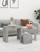 vidaXL Стифиращи масички за кафе 3 бр бетонно сиви инженерно дърво