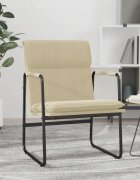 vidaXL Стол шезлонг кремав 55x64x80 см текстил