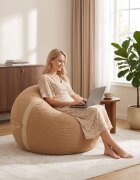 vidaXL Стол тип боб Бежово 124 x 96 x 96 см кордурой