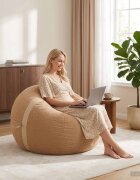 vidaXL Стол тип боб Бежово 95 x 93 x 71 см Шерпа