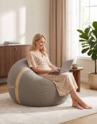vidaXL Стол тип боб Светлосиво 95 x 93 x 71 см Шерпа